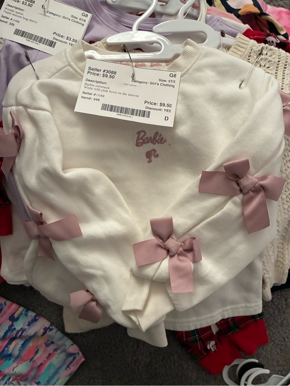 Barbie Cream Sweatshirt with Dusty Pink Bows